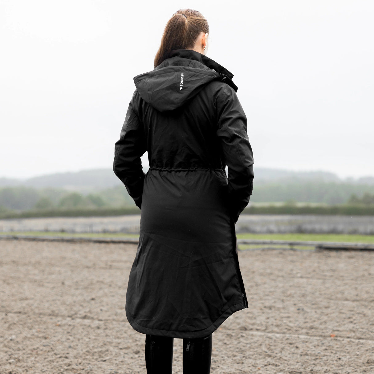 EQUIDRY Women's Bronte Riding Coat with Removable Hood #colour_black