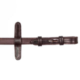 Henry James Smooth Eventer Hybrid Rubber Reins With Leather Stoppers #colour_havana-brown