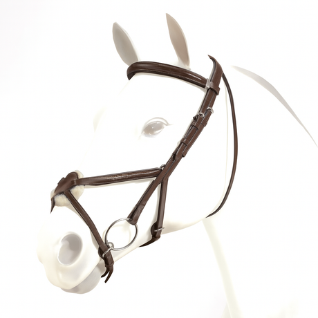 Equipe Emporio Figure 8 Padded Bridle with Brass Fittings - No Reins #colour_brown