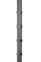 Henry James Large Pimple Hybrid Rubber Reins With Leather Stoppers #colour_black