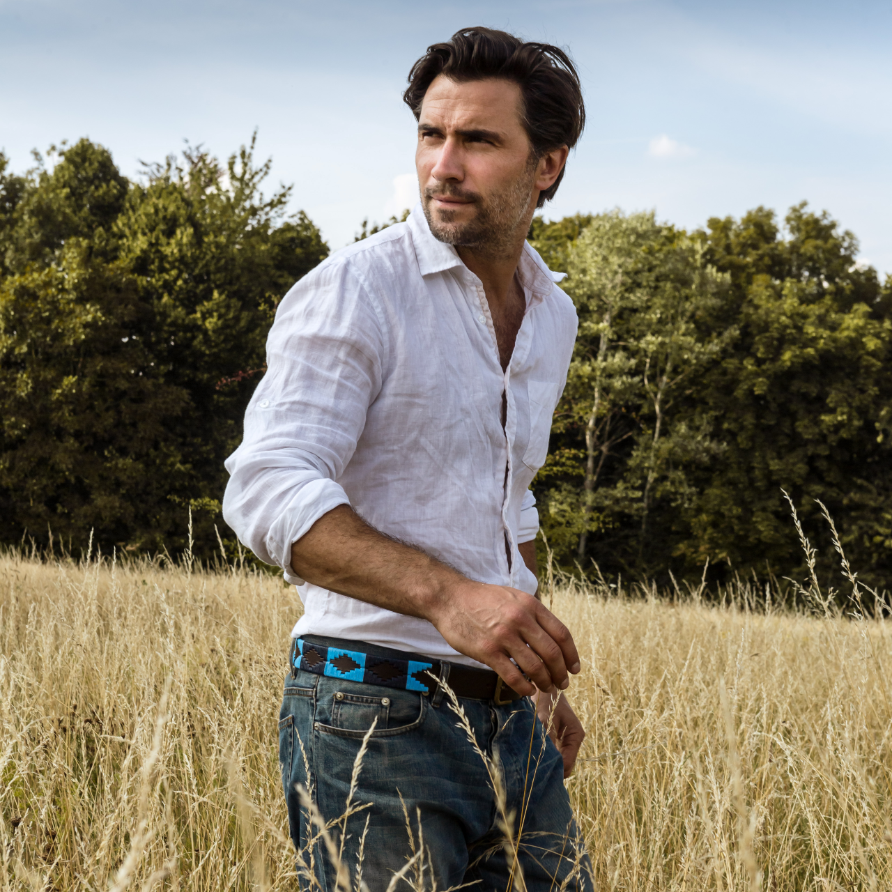 Pampeano Leather Polo Belt - Azules #colour_azules