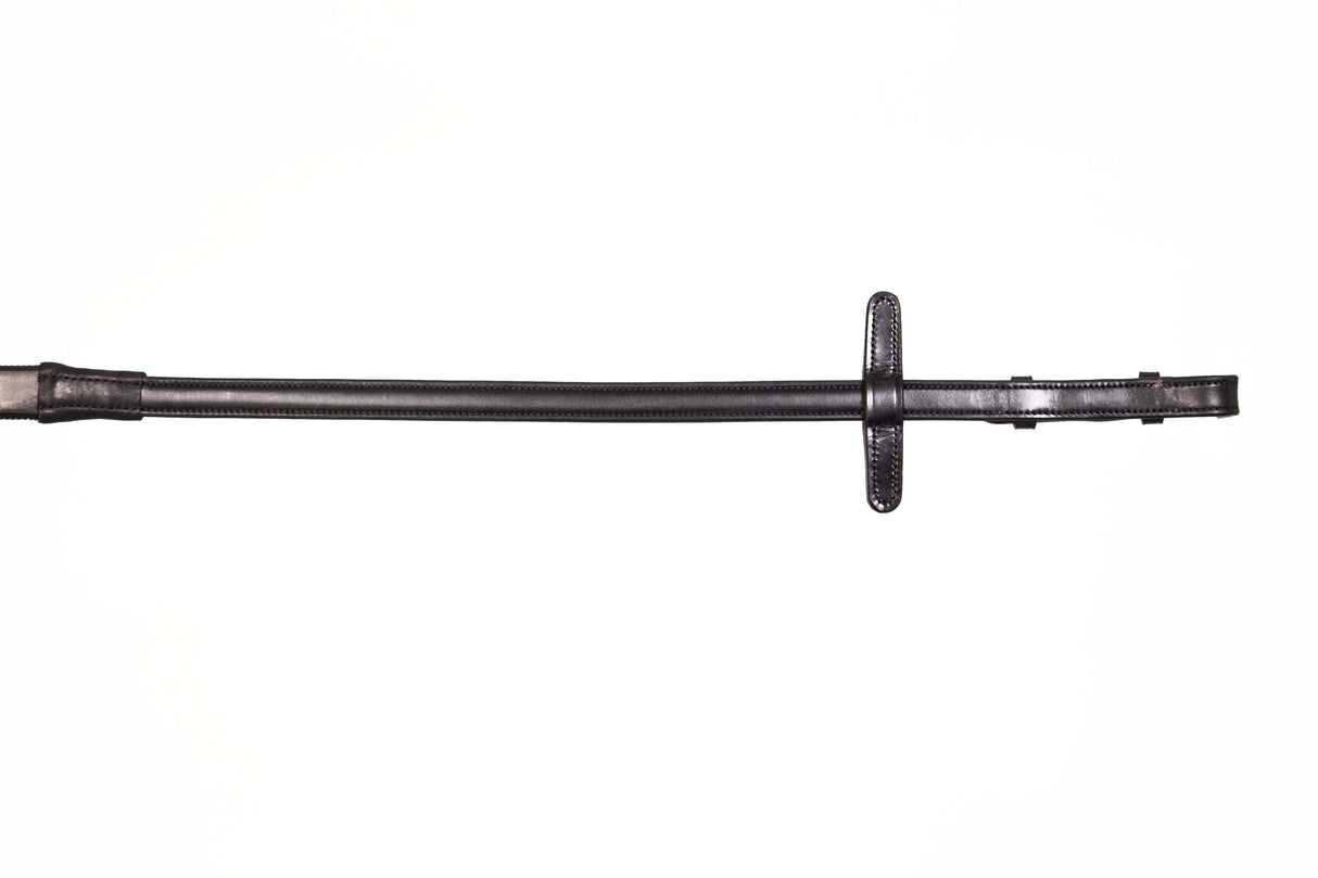 Henry James Large Pimple Hybrid Rubber Reins With Leather Stoppers #colour_black