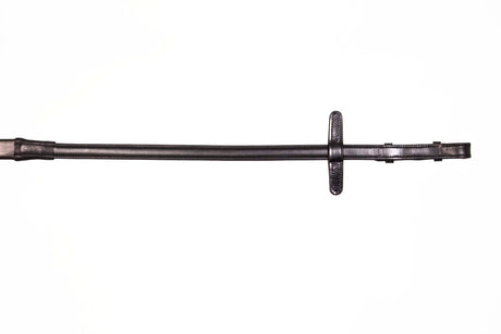 Henry James Small Pimple Hybrid Rubber Reins With Leather Stoppers #colour_black