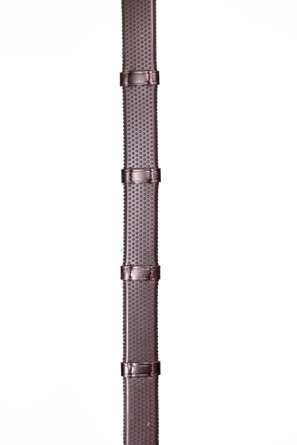 Henry James Small Pimple Hybrid Rubber Reins With Leather Stoppers #colour_havana-brown