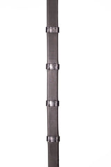 Henry James Smooth Eventer Hybrid Rubber Reins With Leather Stoppers #colour_black