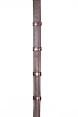 Henry James Calfskin Supergrip Reins With Stoppers #colour_havana-brown