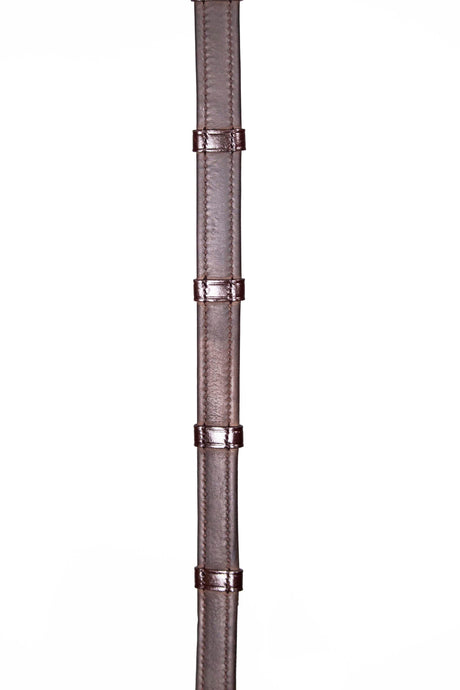 Henry James Calfskin Supergrip Reins With Stoppers #colour_havana-brown