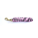 KM Elite Cotton Double Braided Leadrope - 7ft #colour_black-white-baby-pink