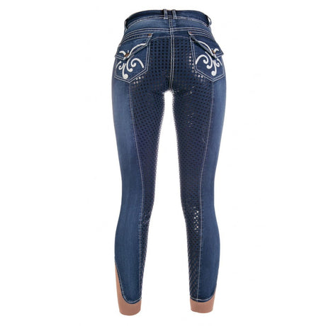 HKM Ladies Riding Breeches -Pasadena- Summer Denim Silicone Full Seat