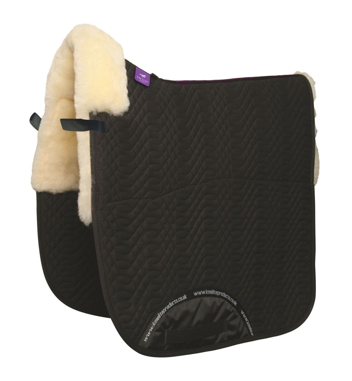 KM Elite Half Lined Dressage Square #colour_black-white