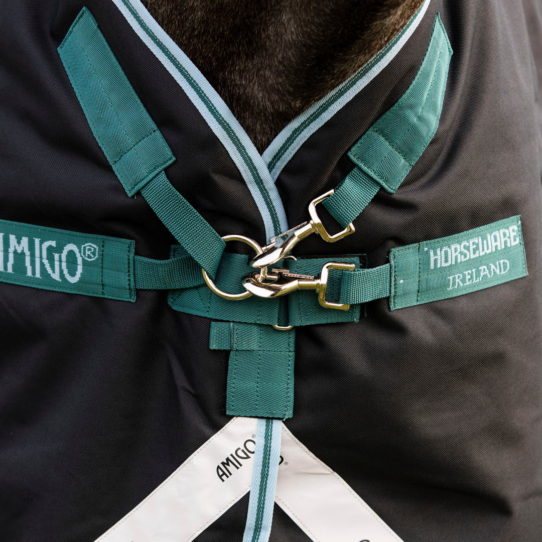Horseware Ireland Amigo Bravo 12 Plus 250g Medium Turnout Rug #colour_navy-aqua-turquoise