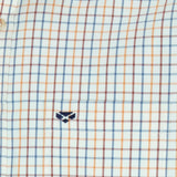 Hoggs of Fife Kessock Men's Short Sleeve Tattersall Shirt #colour_brown-blue-check