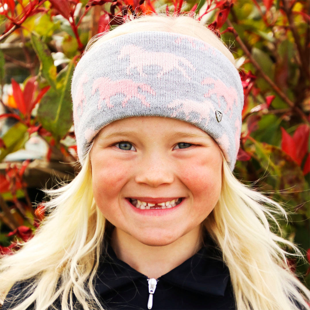 Hy Equestrian Flaine Children's Headband #colour_grey-pink