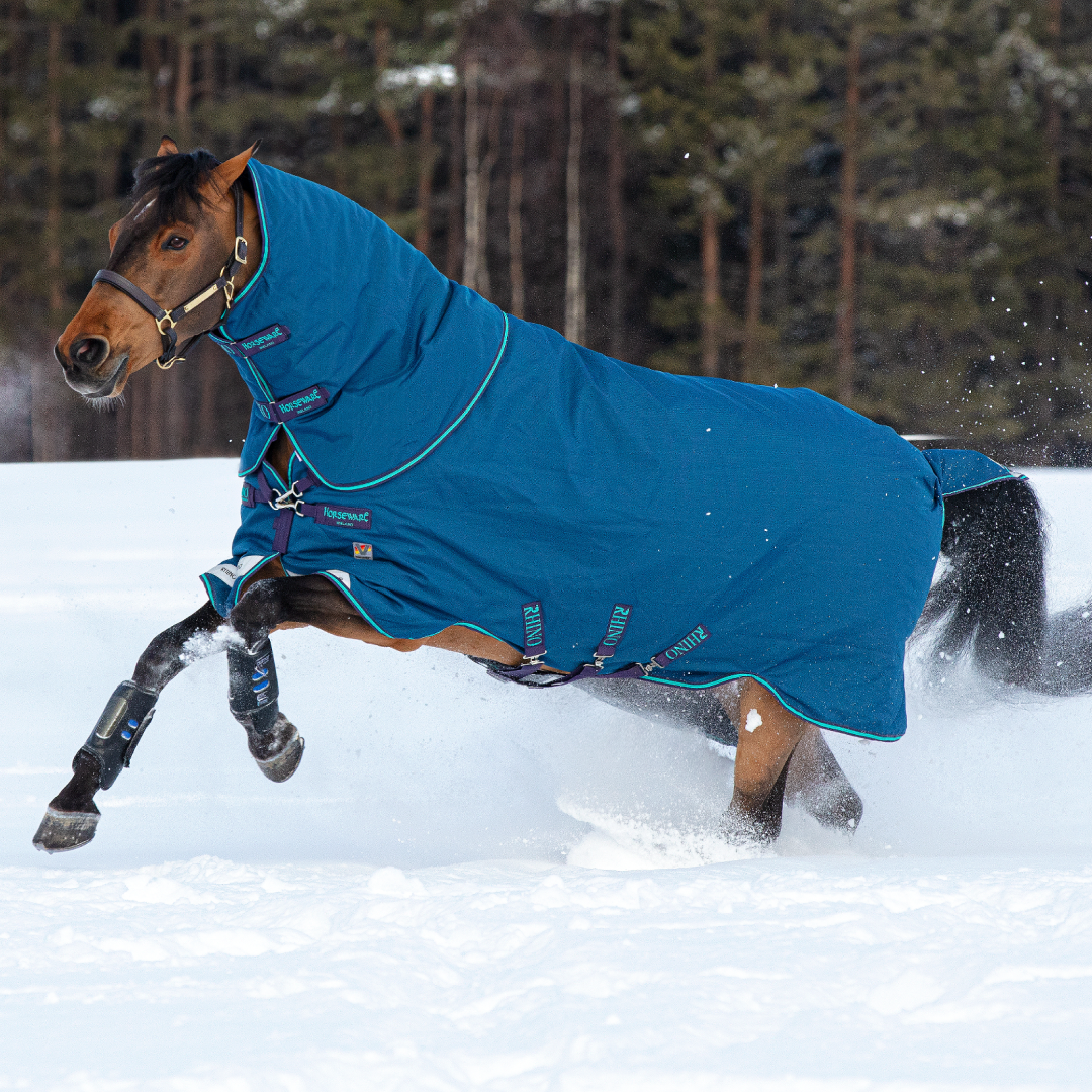Horseware Ireland Rhino Plus Turnout Lite 100g #colour_navy-grey-aqua