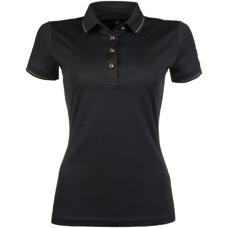 HKM Rosegold Glamour Style Polo Shirt #colour_black-rose-gold